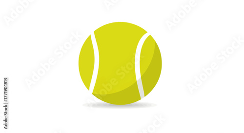 Simple illustration of a bright yellow tennis ball with white curved lines