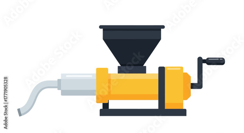 Vintage manual coffee grinder yellow and black isolated vector illustration