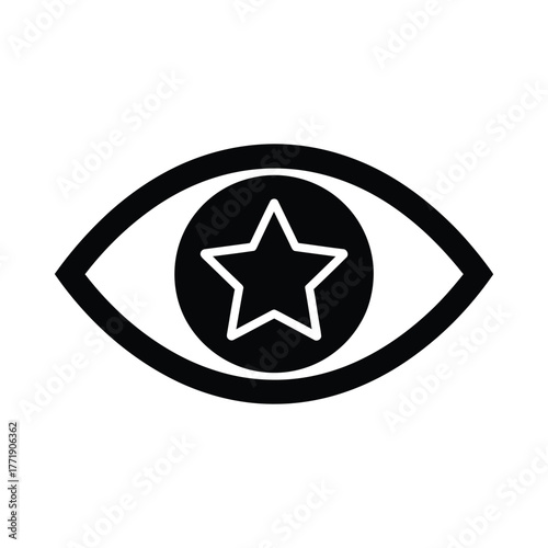 Stylized eye icon with a star inside representing vision and recognition