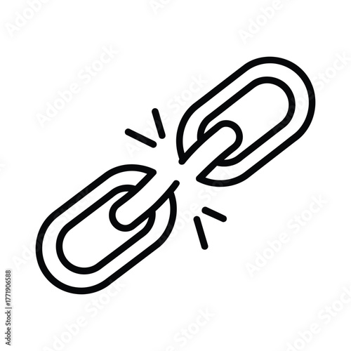 Broken chain link icon representing a broken connection or link