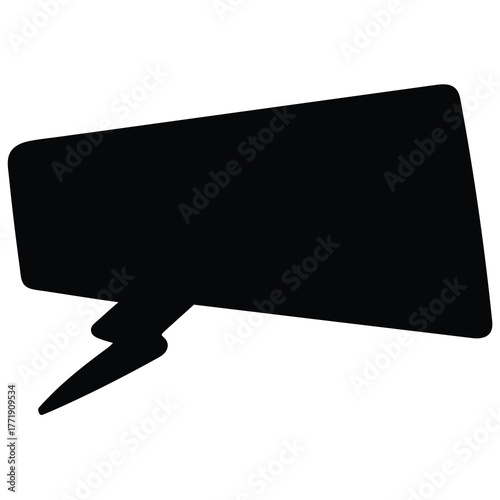 Hand-drawn cartoon empty black speech bubble on a white background.