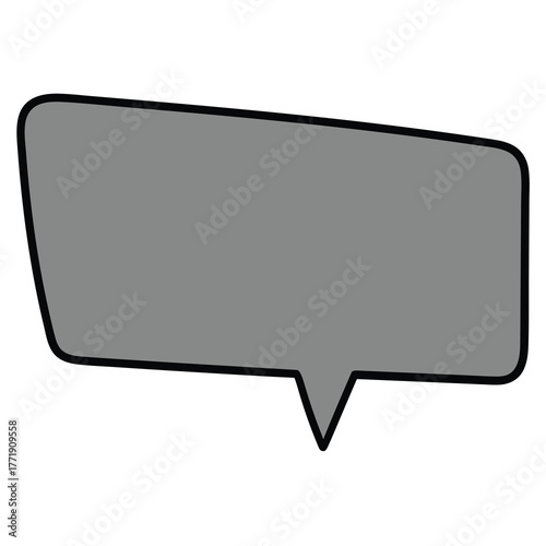 Hand-drawn cartoon empty gray speech bubble on a white background.