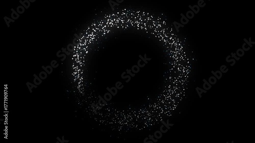 A Ring Of White And Blue Particles Forming A Halo Against Black Background.