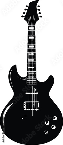 Electric guitar icon. Black Vector silhouette