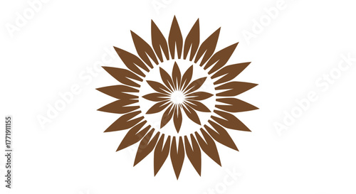 Abstract floral design featuring layered brown petals in circular symmetry
