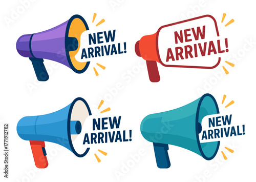 Colorful megaphones announce new arrival with vibrant designs and exciting messages
