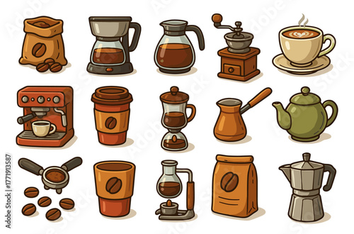 Collection of coffee equipment and accessories for brewing and enjoyment