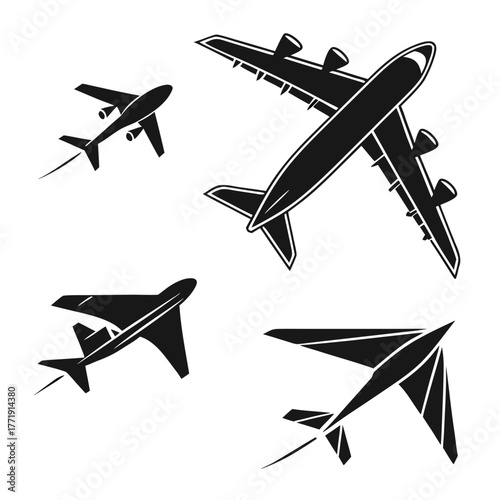 Collection of four airplane silhouettes