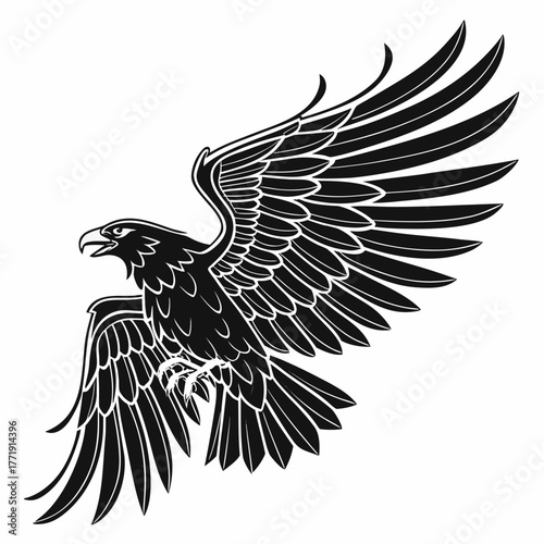 Majestic eagle soars with spread wings