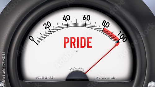 Fotografia Pride that is hitting a full scale, showing rising levels of pride, possibly overload of it, too much of it