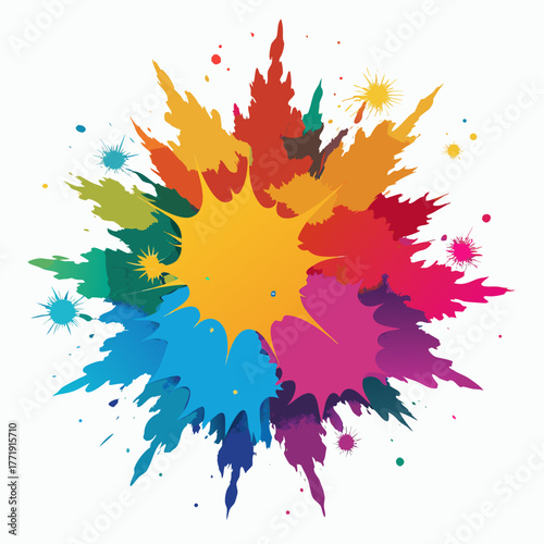 Multicolor powder explosion on White background	