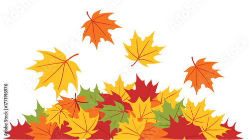 Pile of Colorful Autumn Leaves Falling Season