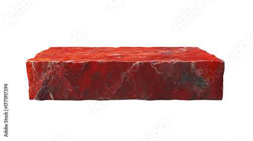 Deep Red Textured Brick Block Isolated Element PNG on Transparent Background