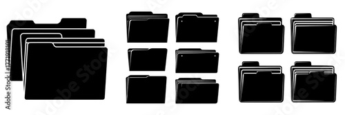 A set of file folder icons is available, along with a flat illustration of file folders and a collection of file folders