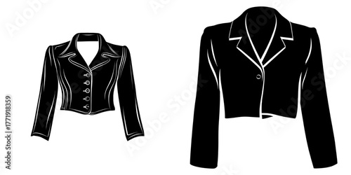 short blazer jacket coat template technical drawing cad mockup flat sketch collared buttoned tailored darted cropped crop fashion woman design style model