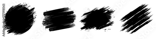 The texture of modern grunge brush strokes features rough black scratches suitable for wallpaper, a paint splatter template, dirt banner, or watercolor design