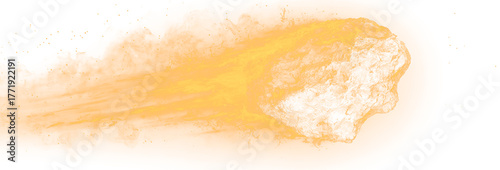 A glowing meteor with a tail of red-hot flames, isolated transparent PNG. 