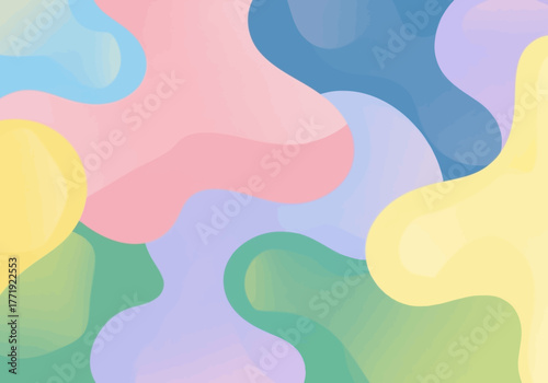 Abstract background with soft pastel colored organic wavy shapes overlapping and blending in a modern design.