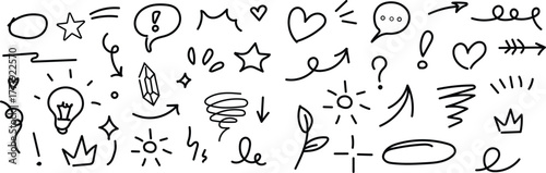 Collection of handdrawn doodle elements