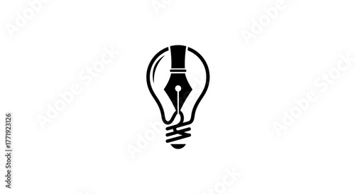 Illustration of a lightbulb with a pen nib inside, symbolizing creative ideas.