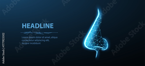 Nose. Abstract vector illustration. Isolated on blue. Nose plastic, allergic rhinitis, women plastic surgeon, face surgery, profile correction, rhinoplasty concept. Allergy symbol. Isolated on blue

