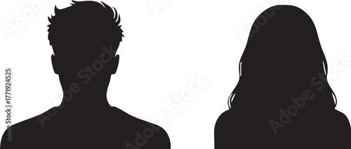 Vector of a Side-by-Side Male and Female Editable Icon Silhouette