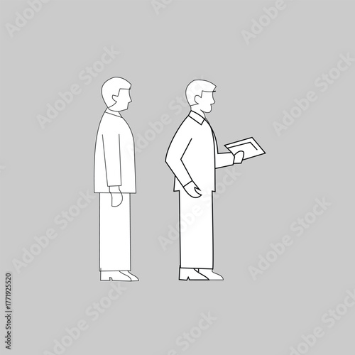 Person queue waiting line queueing system people standing vector