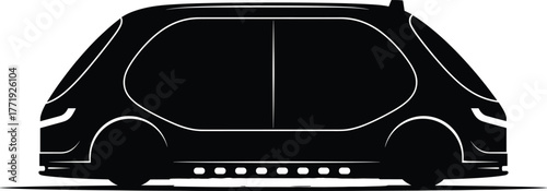 Black silhouette of a futuristic autonomous vehicle, autonomous vehicle, self driving car, futuristic, silhouette, black, modern, transport, technology, innovation, future, transportation, vehicle, ca