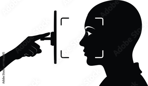 Facial Recognition Technology Scan vector illustration, facial, recognition, technology, scan, vector, illustration, face, biometric, identification, security, ai, artificial, intelligence, system, da