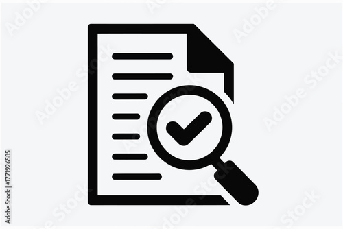 Vector illustration document with magnifying glass and check mark icon