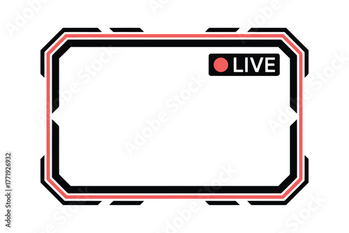 Vector illustration simple live streaming overlay frame for broadcast