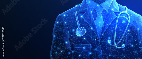 Digital online AI doctor. Healthcare system, hospital medicine tech, virtual doctor, medical assistant, innovation medicine, artificial intelligence, healthcare concept.

