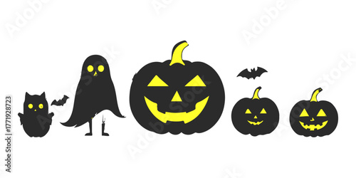 Scary jack-o'-lantern pumpkin with a spooky face on a black background for your Halloween decoration and October celebration