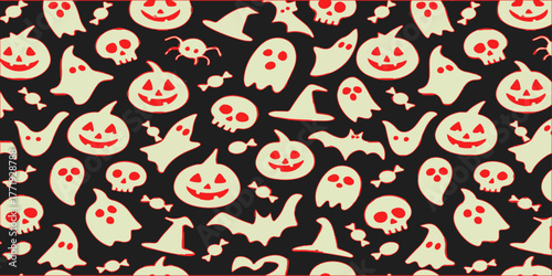 Fun bright seamless vector pattern illustration with cute pink birds, flowers, and decoration design