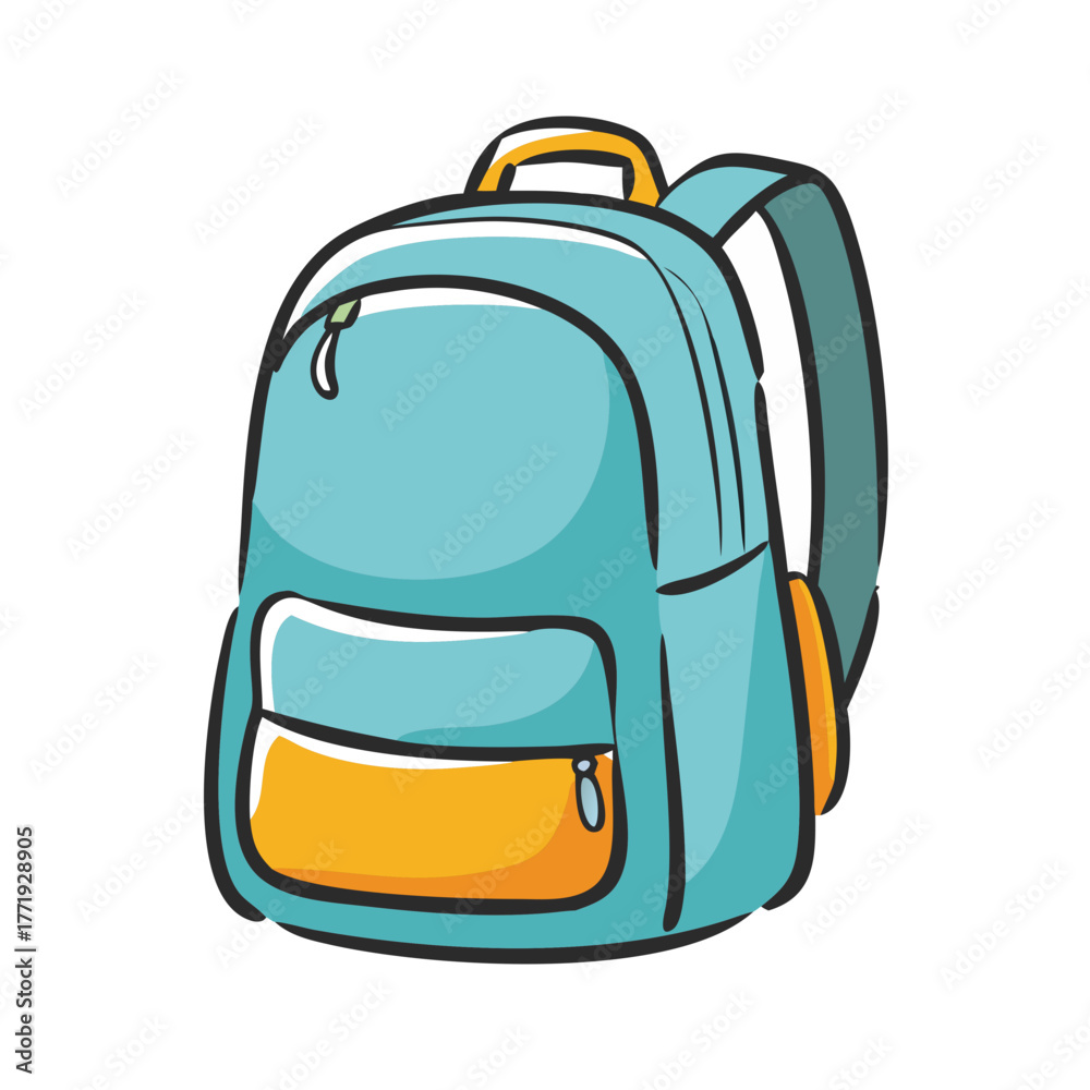 Fototapeta premium Scalable vector illustration of a blue and orange backpack icon