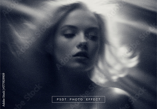 Blue Cinematic Retro Film Grain Photo Effect