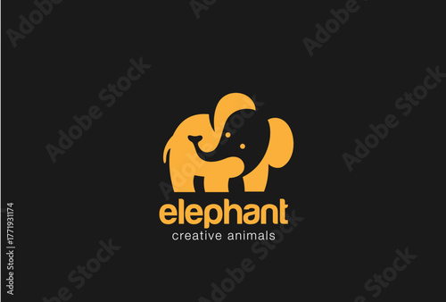 Simple Minimal Elephant Logo Vector - Cute Modern Bold Jumbo Mascot