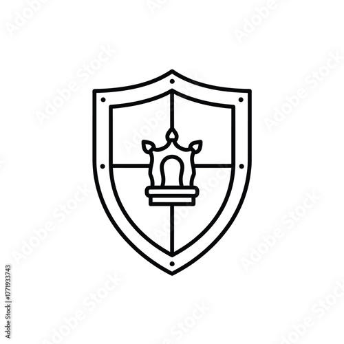 Shield Defense Protection Chess Game Vector Icon Illustration