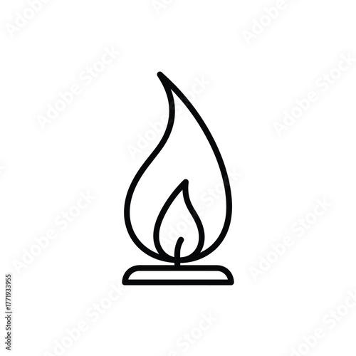 Gas Flame Line Icon Vector Illustration