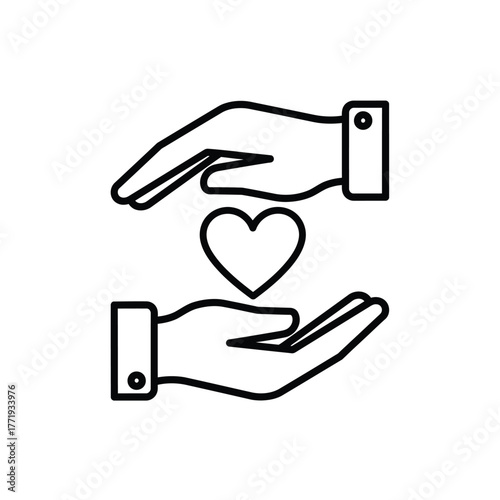 Hand Holding Heart Line Icon Vector Illustration
