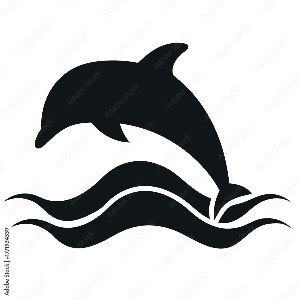 Obraz premium Dolphin Merging into Ocean Wave Silhouette | Freedom and Flow Vector Art