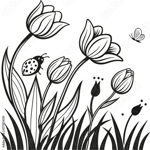 Ethereal butterfly and dandelion silhouette against moody for artistic concepts isolated on transparent background