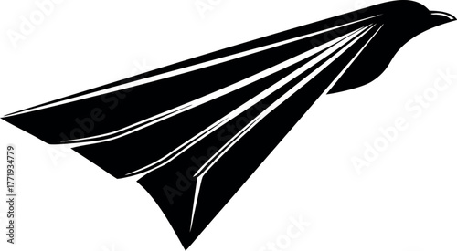 Bird Morphing into Paper Airplane Silhouette | Imagination and Freedom Vector Art