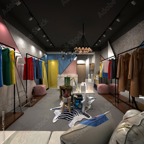 3d render fashion shop cloth store