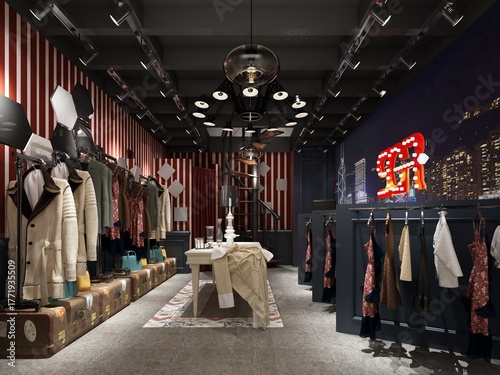 3d render fashion shop cloth store