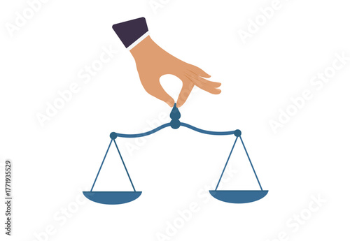 Illustration of scales of justic. Symbolizing fairness, law, equality, legal judgment, ethics and legal system