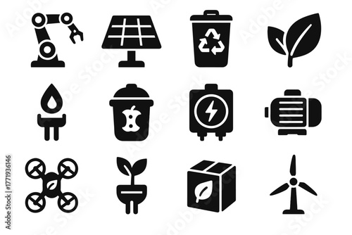 Robotics plant icon icons motor arm wind robotic green vector eco biodegradable