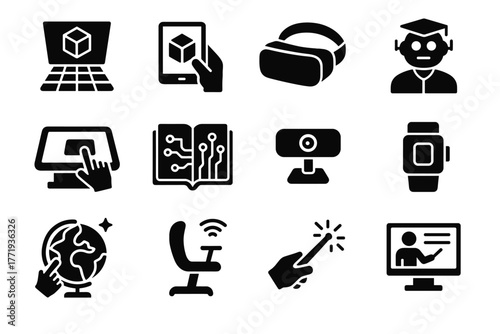 Augmented board assistant sensor learning smart teaching icon vector pointer desk lesson