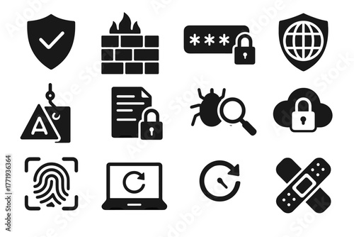 Malware password it security secure cloud vpn alert phishing vector icon icons