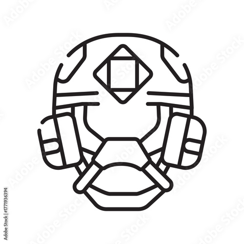 helmet black line icon. Vector isolated element